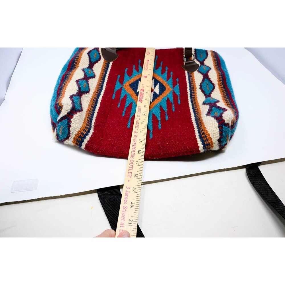 El Paso Saddle Blanket CO Wool Aztec Southwest Zip Closure Large Tote Bag - Picture 2 of 8